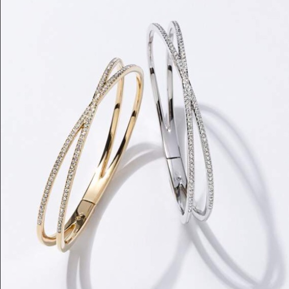 Silver PAVÉ Hinged Crossover Bracelet